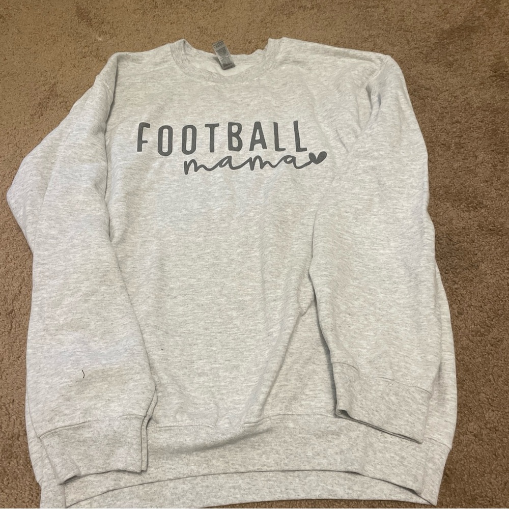 Football Mama Sweatshirt Women’s Gray Crewneck Graphic Pullover Mom Size M